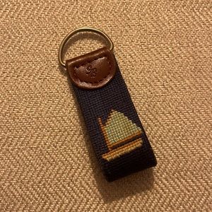Smathers and Branson Needlepoint and Leather Sailboat Key Fob